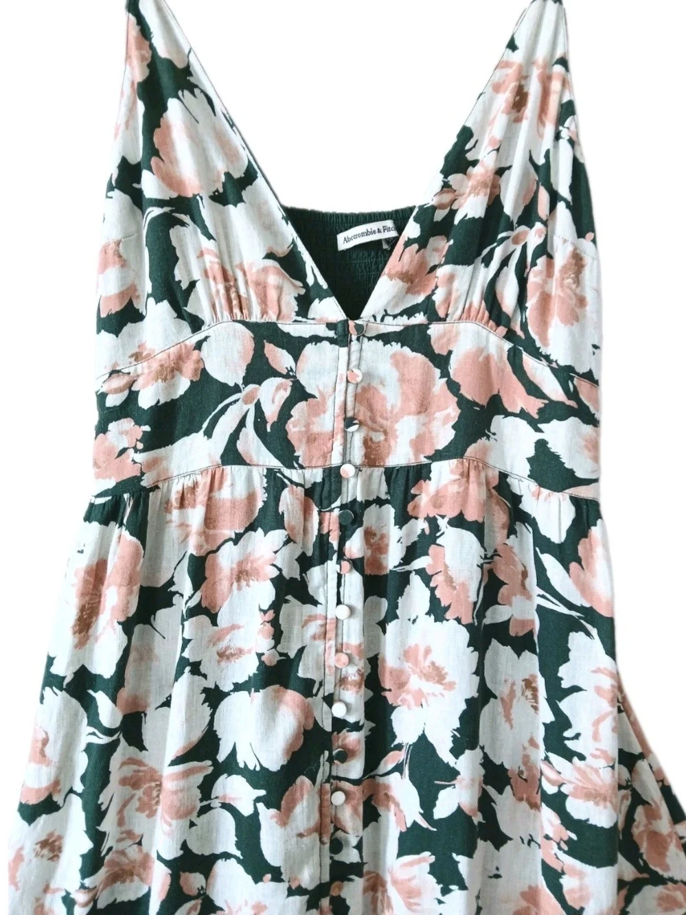 Abercrombie & Fitch Women's Pink Green Floral Summer Maxi Button Dress Size L
